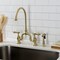 Kingston Brass Bridge Kitchen Faucet with Brass Sprayer, Brushed Brass KS7797BALBS - alternate 4